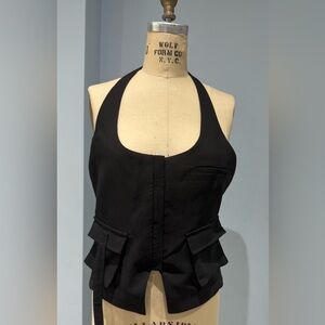 Zara Black Halter Top with Pockets